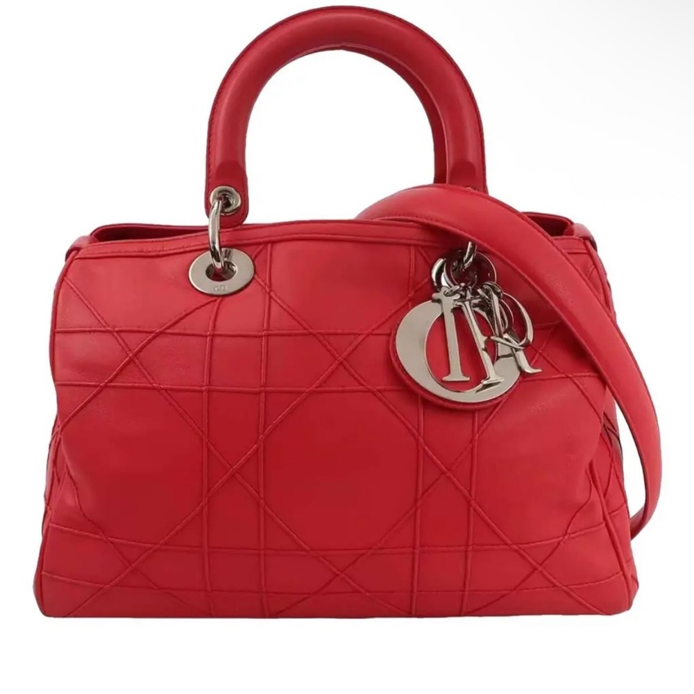 Dior Red Satchel Bag with Silver Accents w/COA
